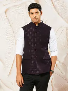Vastramay Men Woven Design Nehru Jacket