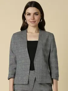 Allen Solly Woman Checked Shawl Collar Open Front Blazer