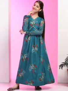 FASHION DREAM Girls Floral Printed Empire Ethnic Dress
