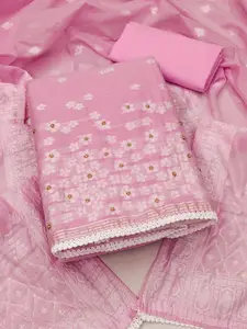 KALINI Floral Printed Beads and Stones Unstitched Dress Material