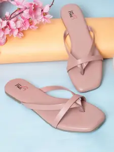 LOUD POUT Women Open Toe T-Strap Flats