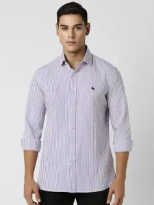 Van Heusen Sport Men Spread Collar Vertical Striped Cotton Slim Fit Casual Shirt
