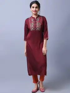 Anouk Women Yoke Design Keyhole Neck Thread Work Liva Kurta