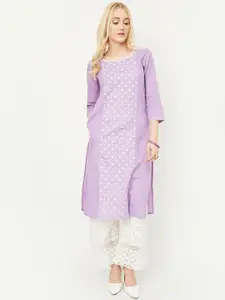 max Women Geometric Embroidered Gotta Patti Kurta