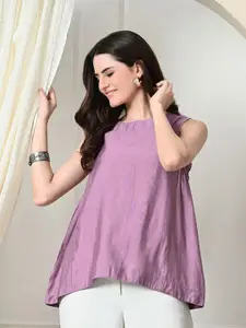 Sangria Women Round Neck Sleeveless Tops