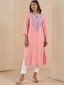 Likha Women Embroidered Flared Sleeves Thread Work Kurta