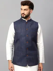 Latest Chikan Garments Striped Woven Nehru Jacket