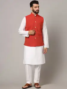 Latest Chikan Garments Striped Woven Nehru Jacket