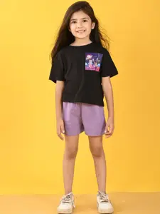 Anthrilo kids Girls Printed T-shirt Shorts Clothing Set