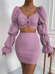 TANDUL Women Puff Sleeve Bodycon Dress