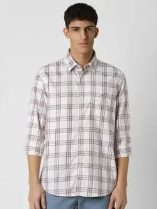 Van Heusen Sport Men Spread Collar Tartan Checks Checked Cotton Slim Fit Casual Shirt