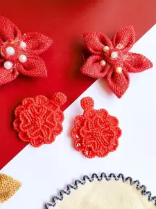 Sangria Beaded Floral Drop Earrings