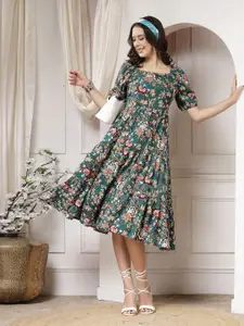Indibelle Floral Print A-Line Midi Dress