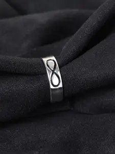 Clara Men 925 Sterling Silver Platinum-Plated Adjustable Infinity Finger Ring