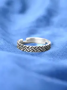 Clara Men 925 Sterling Silver Oxidised Adjustable Finger Ring