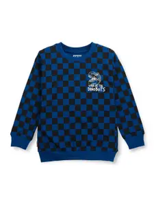 Gini and Jony Boys Checked Round Neck Sweatshirt
