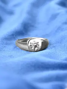 Clara Men 925 Sterling Silver Platinum-Plated Adjustable Finger Ring