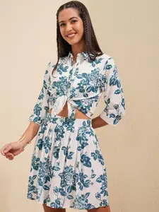 Vishudh Printed  Shirt-Neck Shirt With Skirt Co-Ords