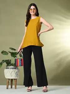 Sangria Women Round Neck Sleeveless Tops