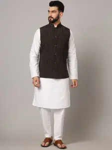 Latest Chikan Garments Striped Woven Nehru Jacket