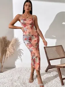 TANDUL Tie and Dye Printed Bodycon Midi Dress