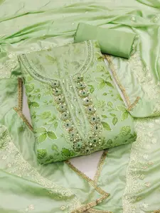 KALINI Floral Printed Beads and Stones Unstitched Dress Material