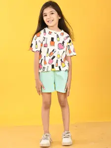Anthrilo kids Girls Printed T-shirt Shorts Clothing Set