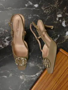 Ronnie Grey Embellished PU Kitten Pump