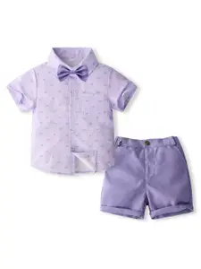 StyleCast x Revolte Boys Printed Pure Cotton Shirt With Shorts With Bow
