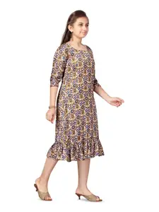 BAESD Floral Printed A-Line Midi Dress