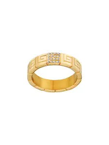 Guy Laroche Audrey Gold-Plated Stainless Steel Crystals Studded Finger Ring