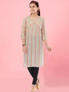 BAESD Girls Striped Round Neck Cotton Straight Kurta
