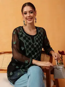 ADA Ethnic Motifs Embroidered Thread Work Thread Work Kurti