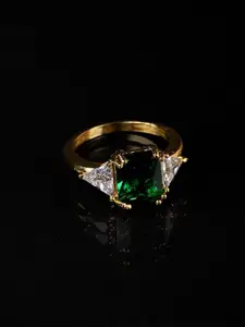 SWASHAA Tanaya 18K Gold-Plated Zircon-Studded Ring