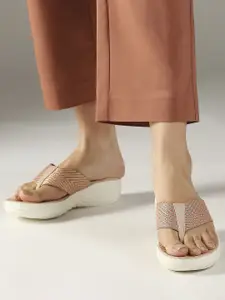 Inc 5 Women Textured Flatform  Open Toe Comfort Heels