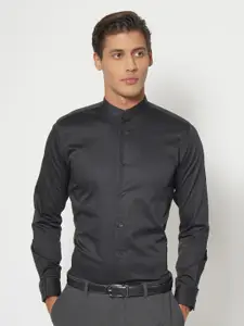 Blackberrys Men India Slim Band Collar Solid Cotton Slim Fit Formal Shirt