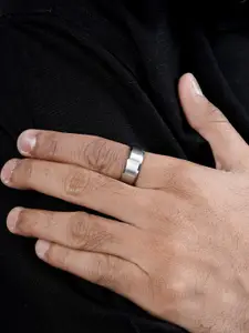 SWASHAA Sylvan Men Stainless Steel Silver-Plated Band Ring