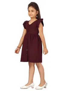 BAESD Girls V-Neck Flutter Sleeves Fit & Flare Dress