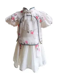 StyleCast x Revolte Girls Floral Printed Puff Sleeves Top With Skirt