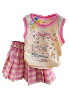 StyleCast x Revolte Girls Printed Sleeveless Organic Cotton Top With Skirt