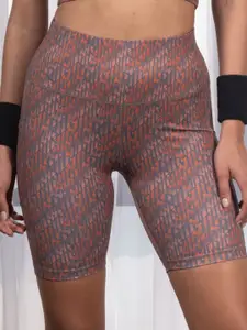 Soie Women Quick Dry Printed Slim Fit High-Rise Sports Shorts