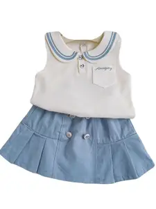 StyleCast x Revolte Girls Peter Pan Collar Organic Cotton T-shirt With Skirt