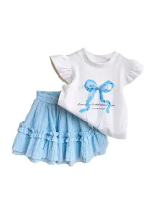 StyleCast x Revolte Girls Printed Pure Cotton Top With Skirt