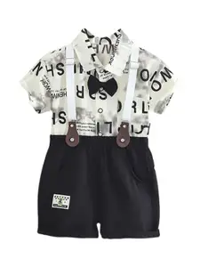 StyleCast x Revolte Boys Printed Pure Cotton Shirt with Shorts & Suspenders