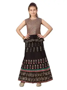 BAESD Girls Foil Printed Gotta Patti Cotton Ready to Wear Lehenga Choli
