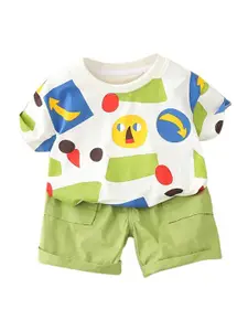 StyleCast x Revolte Boys Printed Pure Cotton T-shirt with Shorts