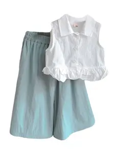 StyleCast x Revolte Girls Shirt Collar Organic Cotton Top With Trousers