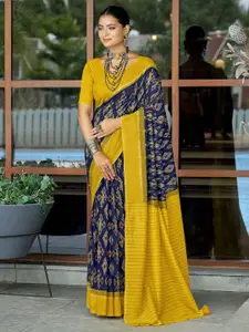 Satrani Ikat Cotton Blend Batik Traditional Saree