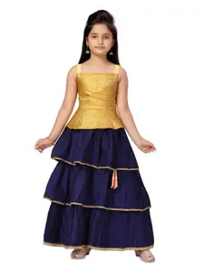 BAESD Girls Woven Design Square Neck Zari Silk Ready to Wear Lehenga & Choli