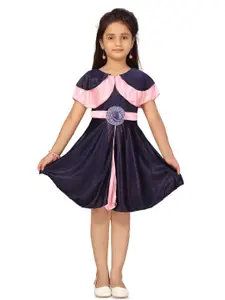 BAESD Girls Round Neck Applique Details Fit & Flare Dress